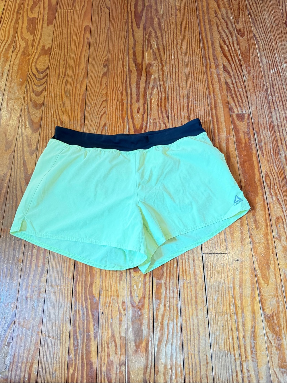 Reebok Women's Mint Green Athletic Shorts with Black Waistband